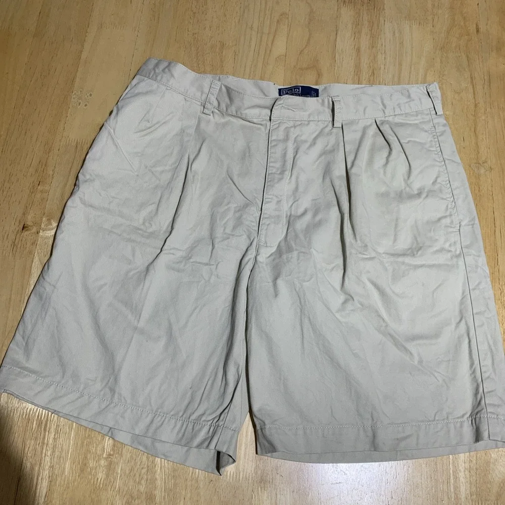 Polo Ralph Lauren Shorts Men's‎ 40 Vintage Tyler Short Pleated Chino Khaki